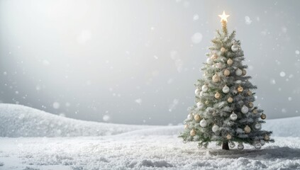 Obraz premium Decorative silver ornaments on a Christmas fir tree, holiday decoration and celebration