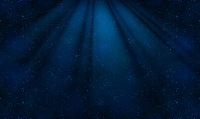 Background of Blue Night Starry Sky with Luminous Rays