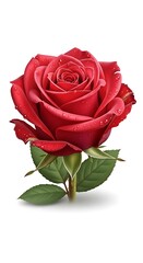Red Rose with Dew Drops.