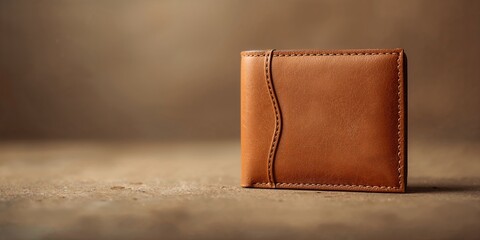 Close-up of a handcrafted tan leather wallet with intricate stitching, showcasing artisanal techniques for fashion accessories, World Leather Day
