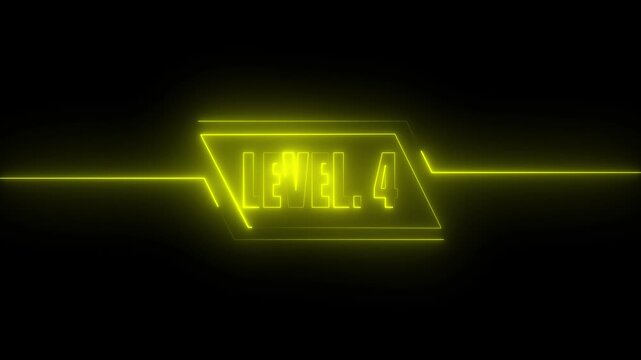 Neon Yellow Futuristic Level 4 Interface Animation on Black  Background.