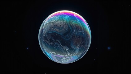 Colorful abstract of an extraterrestrial landscape with atmospheric haze on a dark background, ideal for science fiction layouts, Earth Day