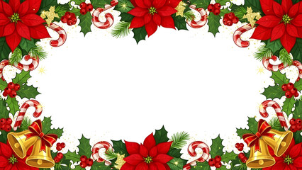 christmas frame with holly berries