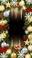 christmas wreath with red ribbon and decorations