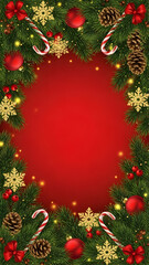 christmas background with red balls and fir branches