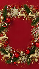 christmas background with red balls and fir branches