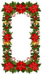 christmas wreath with holly berries and ribbon