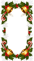 christmas frame with holly berries