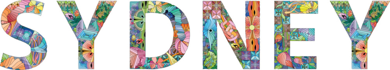 Female name SYDNEY. Vector decorative object