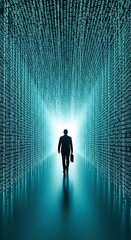 Man walks to the light.