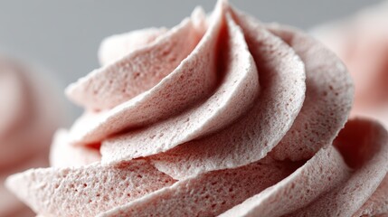 Delicate pink frosting swirl on dessert showcasing sweet treat artistry with soft texture