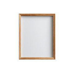 Obraz premium Rustic wooden picture frame with a textured natural wood border showcasing a blank white canvas for your creative artwork or photography isolated on transparent background