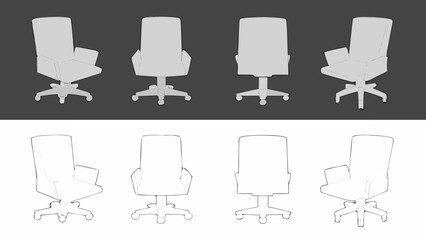Modern office chairs in grayscale a design study of ergonomic seating