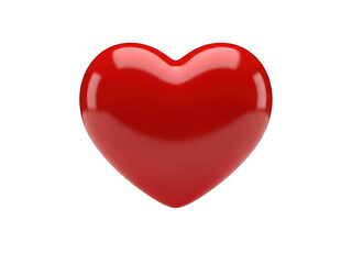 A shiny red heart isolated on transparent background
