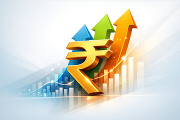 Indian Rupee Investment Growth Concept with Upward Arrows