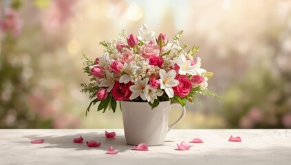Colorful flower display arranged for Mothers Day, ideal for gifting or home decoration