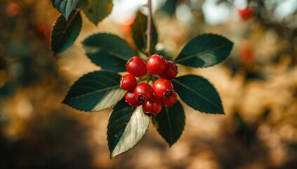 Berries hanging from a branch, focus on fruit harvesting, nature photography