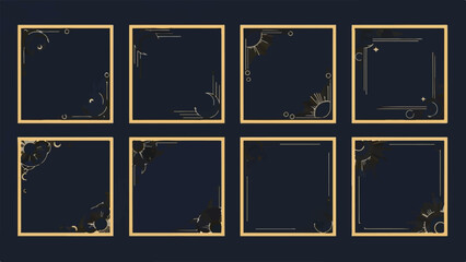 Collection of Elegant Golden Decorative Frames with Ornate Corner Designs
