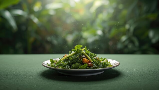 King's salad, tropical green plant used in Asian dishes, healthy leafy ingredient