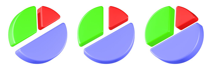 colorful pie chart icon 3d render 