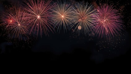Night sky illuminated by fireworks for a holiday celebration, highlighting light effects and party atmosphere