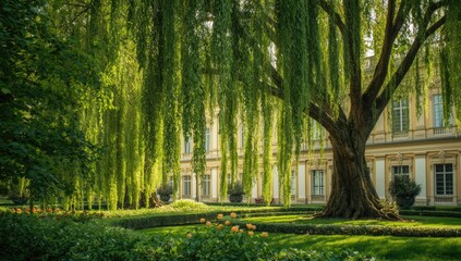 Autumn leaves drifting in a garden of a summer estate, highlighting natural erosion risk