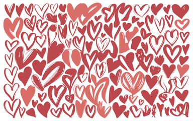Set of hand drawn vector hearts and scribbles for romantic design projects