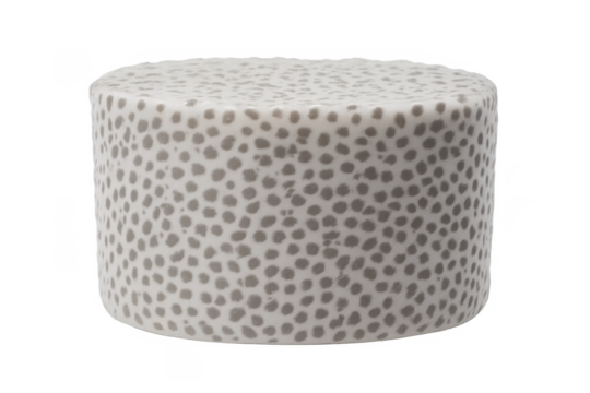 White cylinder podium with spotted grey pattern and transparent background - Powered by Adobe