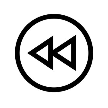 Media Rewind Fast Backward Icon - Video Navigation Control Vector Outline