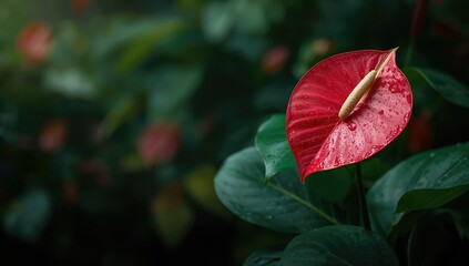 Anthurium andraeanum, a tropical flowering plant from the Araceae family, displayed as a vibrant indoor plant for aesthetic appeal, plant care, Earth Day