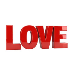 Three-dimensional red love isolated on transparent background