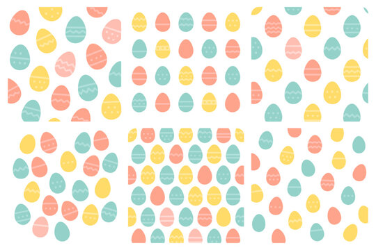 Colorful pastel easter egg pattern set for holiday crafts and decor