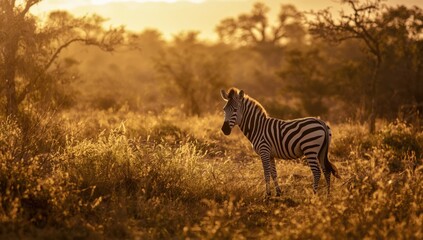 Striped plains zebra grazing in open grassland, focused on animal behavior study
