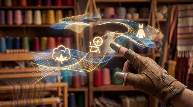 Innovative textile designer creating sustainable fashion concept - Powered by Adobe