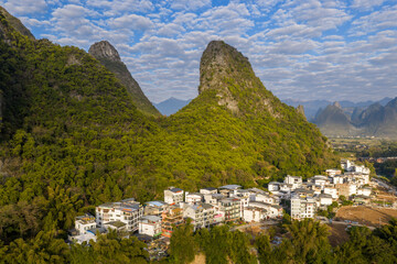 The Mountain Landscape in Yangshuo at Guilin