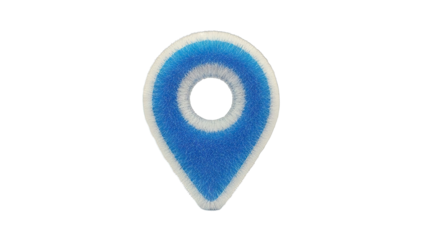 Embroidered Location Pin on White Background