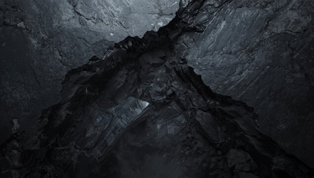 Close-up of a black white rock surface highlighting rough mountain textures for natural materials or geological studies