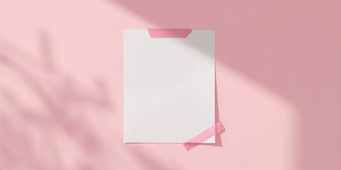 Message reminder card template displayed on clear background, with checkered pink paper texture and grunge tape for UI layout