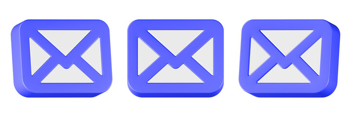 email post icon 3d render blue color