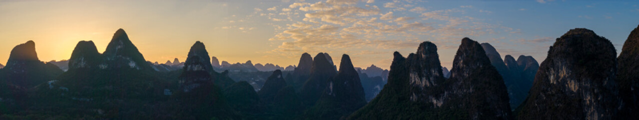The Mountain Landscape in Yangshuo at Dusk, Guilin