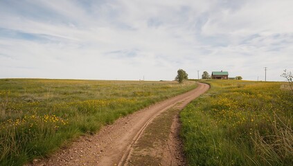 Unpaved country road in North Dakota serving as an editorial header background, seasonal change