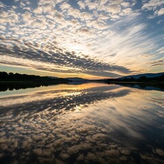 Cloudy Sunset Reflection.