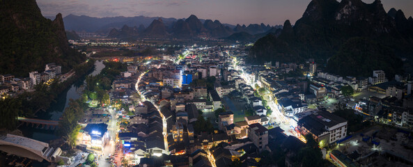Xingping Town in Yangshuo at Night, Guilin