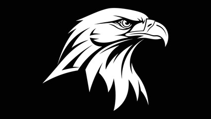 Obraz premium Majestic Eagle Head Vector Graphic on Isolated Black Background, Power and Freedom Symbol