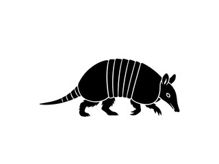 Armadillo Silhouette Isolated on White Background