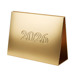 Golden 2026 New Year Card isolated on transparent background