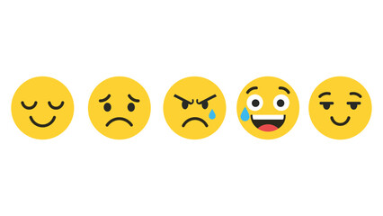 Fototapeta premium Colorful emoji set displaying a range of emotions and expressions