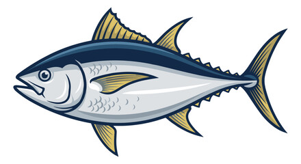Obraz premium Illustration of a detailed tuna fish, a saltwater fish known for its speed and importance in commercial fishing industries worldwide