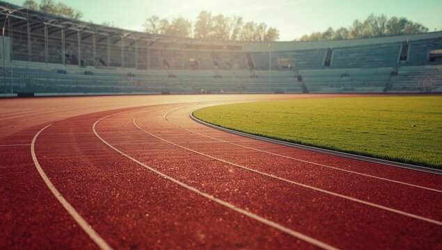 Athletes on a running track preparing for a race, focusing on discipline and competition, sports event