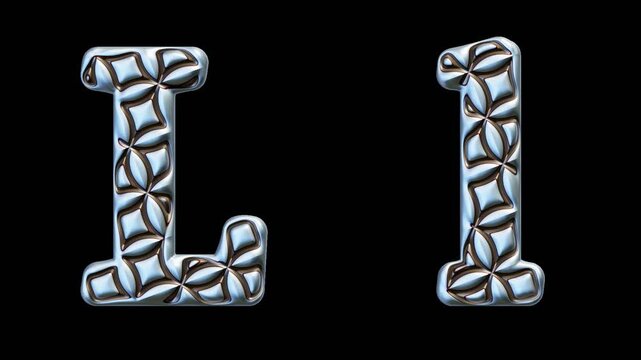 Modern alphabetic letter with flourishes &ndash; L l -  transparent background , seamless loop